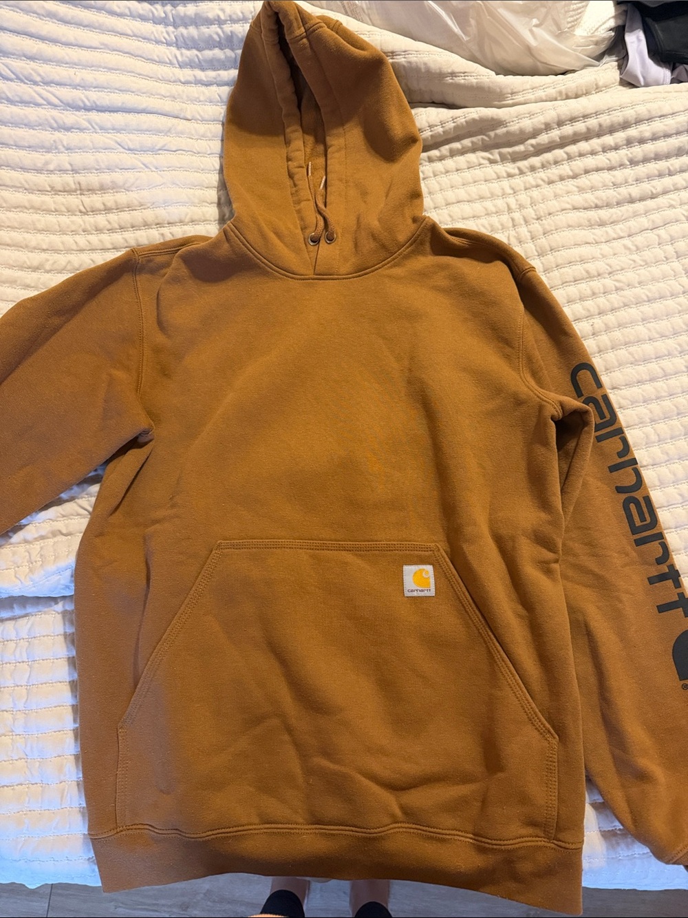 Carhartt Carhartt Sleeve Logo Hooded Sweatshirt in Carhartt Brown